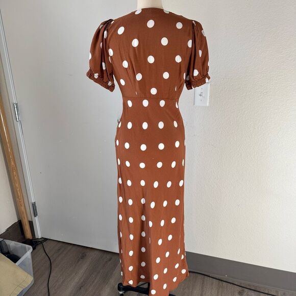 A NEW DAY polka dot maxi dress brown sz s womens - Picture 4 of 9